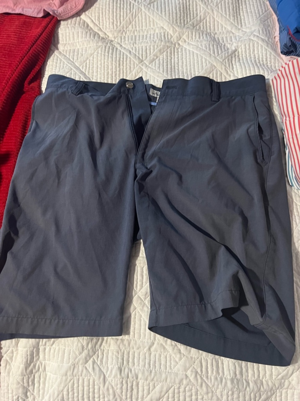 Peter Millar Navy Flat-Front Performance Shorts